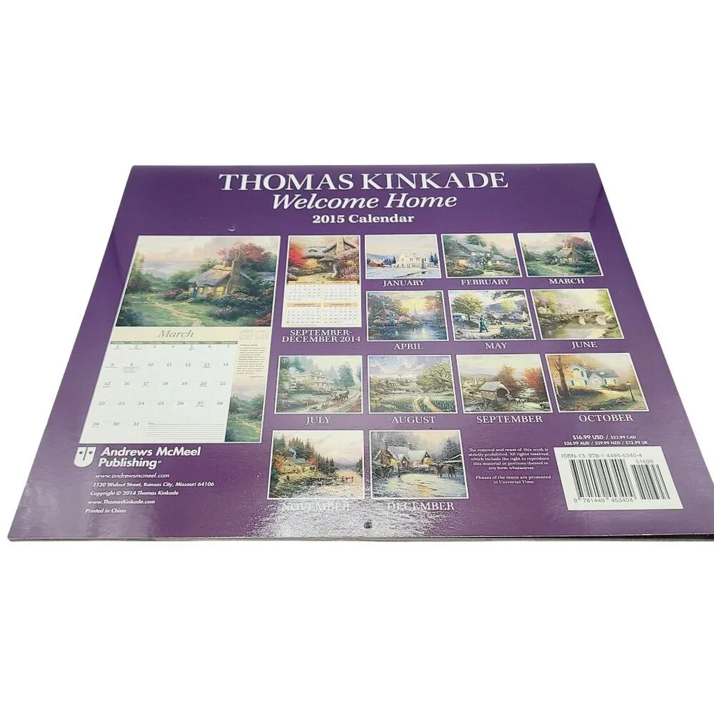 Thomas Kinkade Welcome Home 2015 Collectors Edition Wall Calendar 12x13.5 Inches
